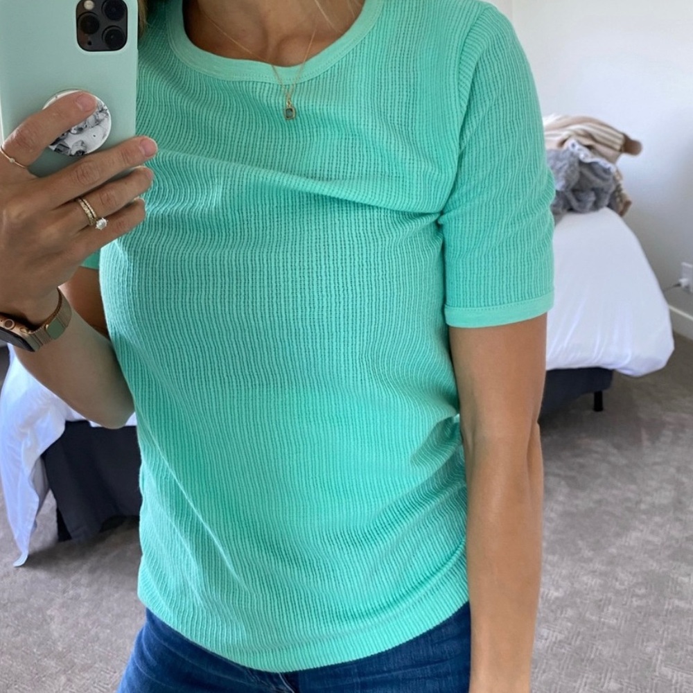 NWT J. Crew SPEARMINT Waffle T-Shirt - Picture 3 of 4